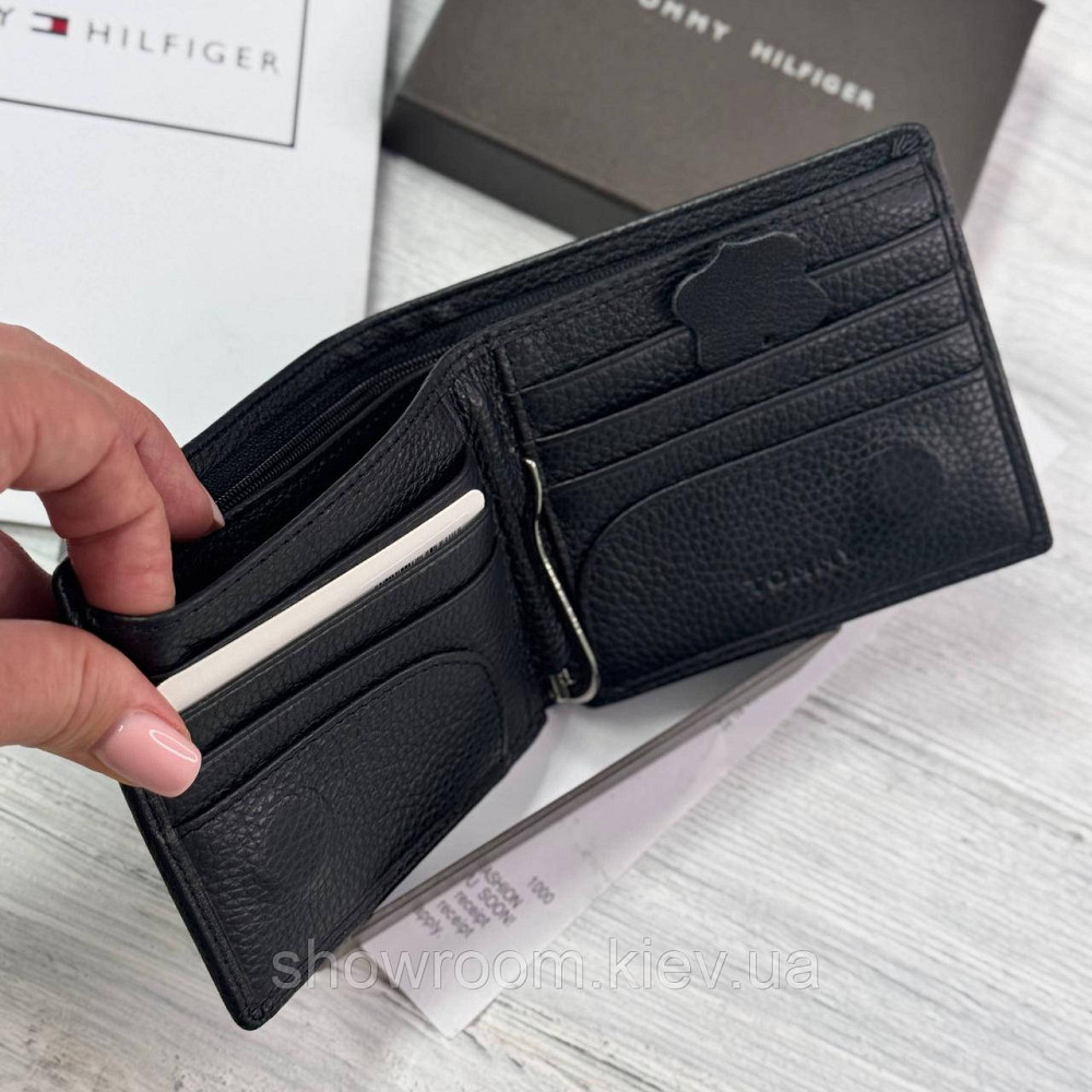 Мужской брендовый кожаный кошелек на магните TH (6607) Киев - изображение 5