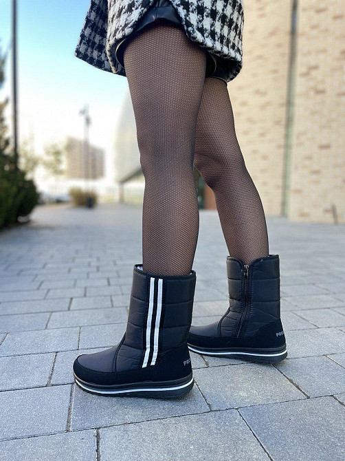 Прогресс Дутіки жіночі Progress чорні зима плащівка висота 21см (5300) Коломия - фото 1