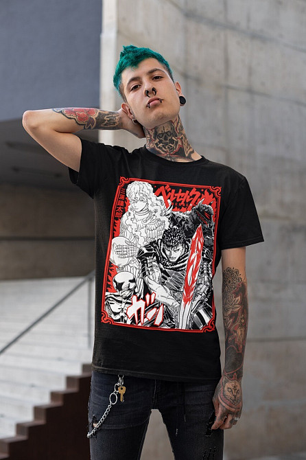 Футболка для мальчика аниме Берсерк Гутс Скулл Книгхт оверсайз (рост от 165 до 180 ) Черний AnimeJ0231m Днепр - изображение 2