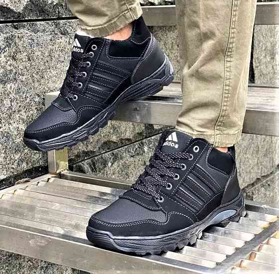 Зимние Кроссовки Adidas Мужские Ботинки с Мехом Чёрные Адидас (размеры: 40,41,42) Видео Обзор Днепр