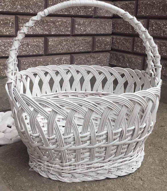 Белая корзина из лозы | корзина пасхальная от производителя | корзина на пасху из лозы Киев - изображение 1