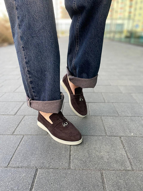 ALLSY Лоферы женские ALLSY коричневые натуральная замша плоская подошва размер 36-40 (340-3041- Коломыя - изображение 4