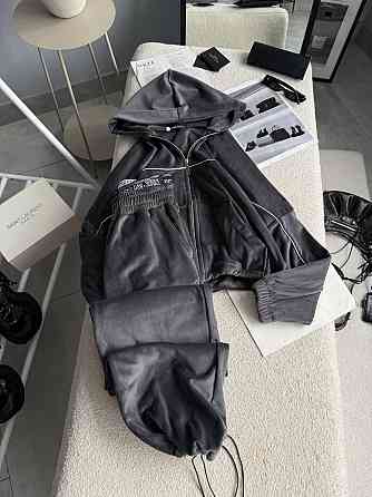 Женский утепленный велюровый костюм двойка на меху Графит, 42/46 Одесса