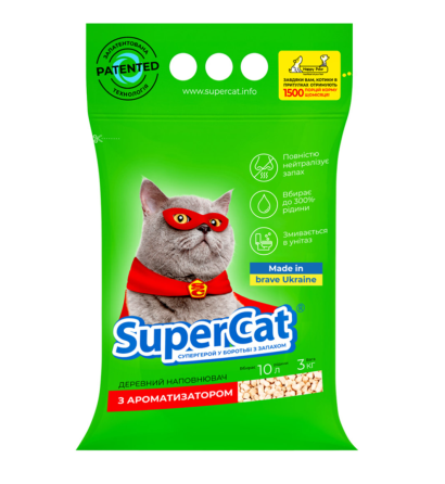 Древесный наполнитель SuperCat с ароматизатором 3 кг Винница