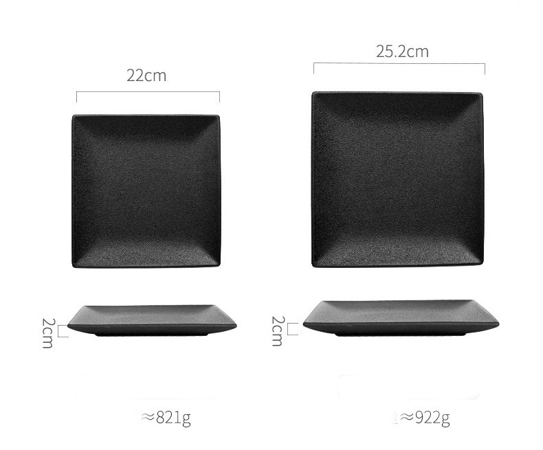 Тарелка квадратная черная керамическая  матовая 25 см 922 грамма!! Столовая тарелка Блюдо Кременчуг - изображение 2