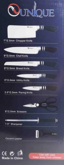 Набор кухонных ножей UNIQUE UN-1835 из нержавеющей стали: поварской, хлебный, универсальный, ножи для кухни Одесса - изображение 4