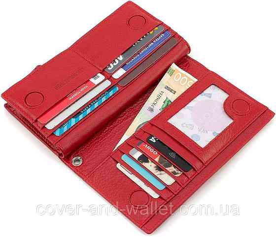 Місткий жіночий шкіряний гаманець клатч з відділенням на блискавці ST 1431 Київ