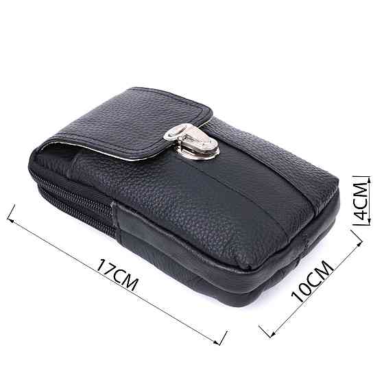 Чоловіча сумка на пояс із натуральної шкіри Vintage 22736 Чорний Київ