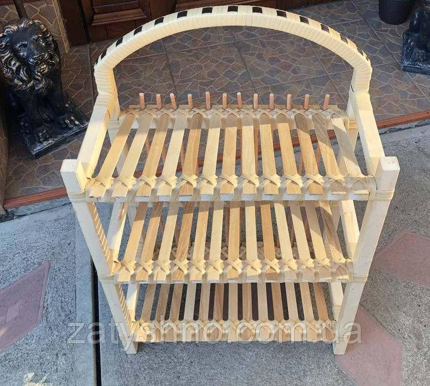 Этажерка плетеная из лозы и дерева светлая Киев - изображение 3