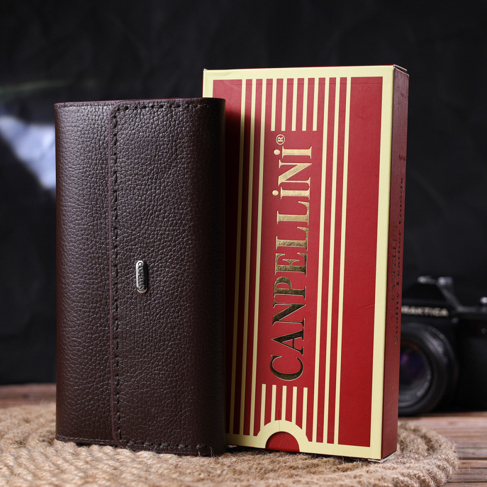 Місткий жіночий гаманець з натуральної шкіри CANPELLINI 21660 Коричневий Київ - фото 1