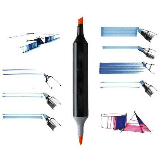 Набор двухсторонних маркеров, Sketch Marker, 24 цветов,в сумке Киев