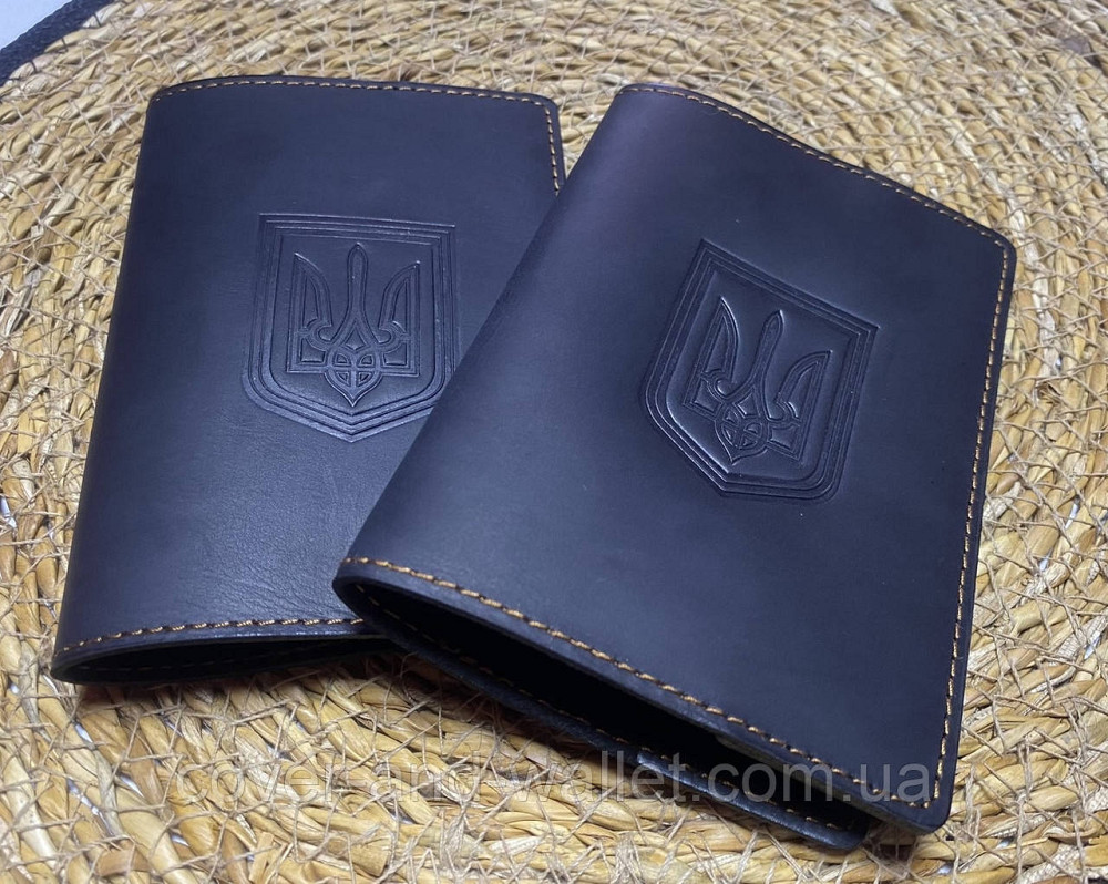 Обложка на бумажный паспорт з гербом Украины из винтажной кожи ST Киев - изображение 5