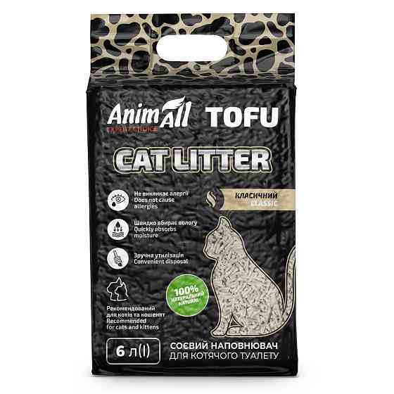 Соевый наполнитель AnimAll Tofu Classic без аромата, для кошек, 6 литров (2,6 кг) Киев