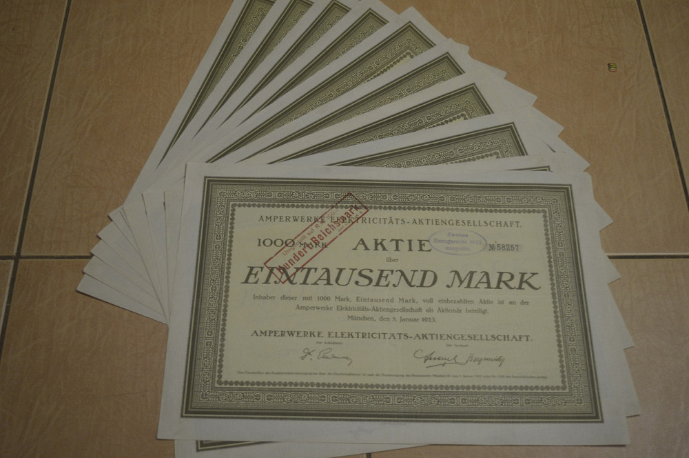 Акция. Германия. Amperwerke 1000mark 1923 год (5 - 32) Полтава - изображение 1