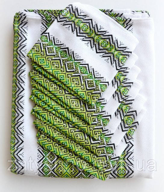 Скатерть для стола зеленая с салфетками Киев - изображение 1