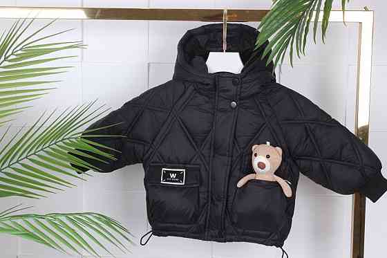 Демисезонная  черная куртка пуффер для девочек на 3 года Николаев