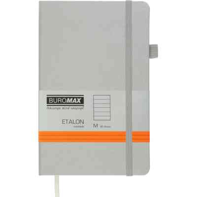 Книга записная Buromax Etalon 125x195 мм 96 листов в линию обложка из искусственной кожи Серебряная (BM.291260-24) Винница