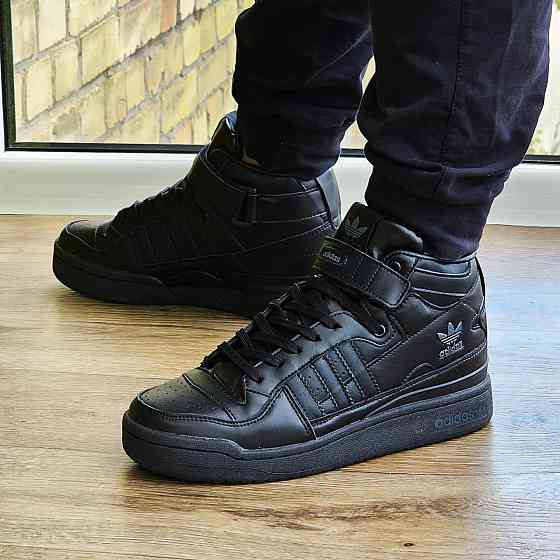 Високі Чорні Кросівки Adidas Forum Шкіряні Чоловічі Черевики Адідас Форум (розміри: 41,42,43,44,45,46) Дніпро