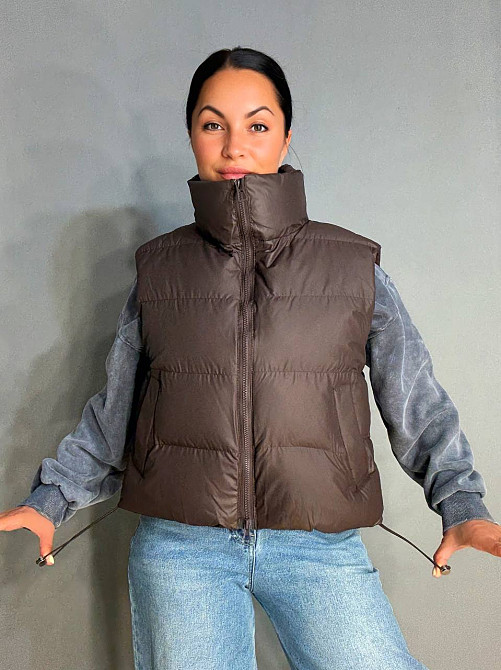 Жилетка жіноча A-N 10013 дута без капюшона коричнева, коричневий, 42 Київ - фото 14