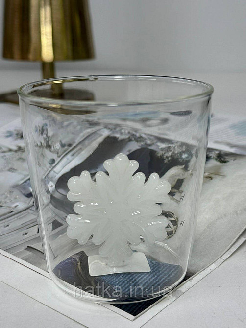 Кухоль чашка подвійне скло Olens "Сніжинка" 360 мл Ручне миття 102-1177 Київ - фото 2