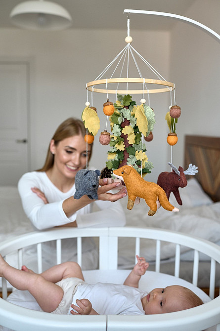 Дитячий музичний мобіль на ліжечко для немовлят WooolyWool «Forest» з 35 мелодіями Київ - фото 1