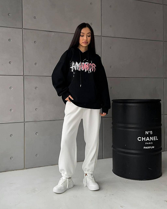 Жіноче тепле оверсайз худі AMORE трьохнитка на флісі Одеса - фото 2