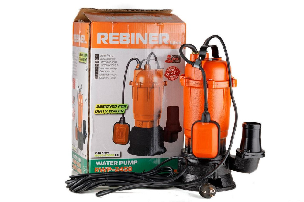 Фекальний насос Rebiner RWP-2450S з поплавком – надійне рішення для брудної води.Гарантія 36 міс Івано-Франківськ - фото 1