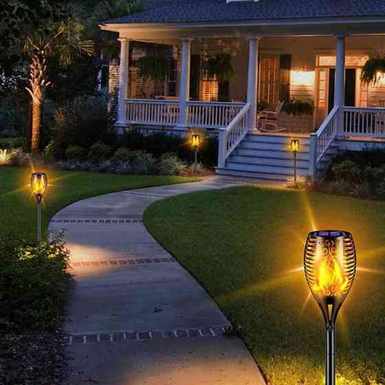 Садовий світильник на сонячній батареї 52см, 96LED, Solar flame / Вуличний ліхтар з ефектом полум'я Київ