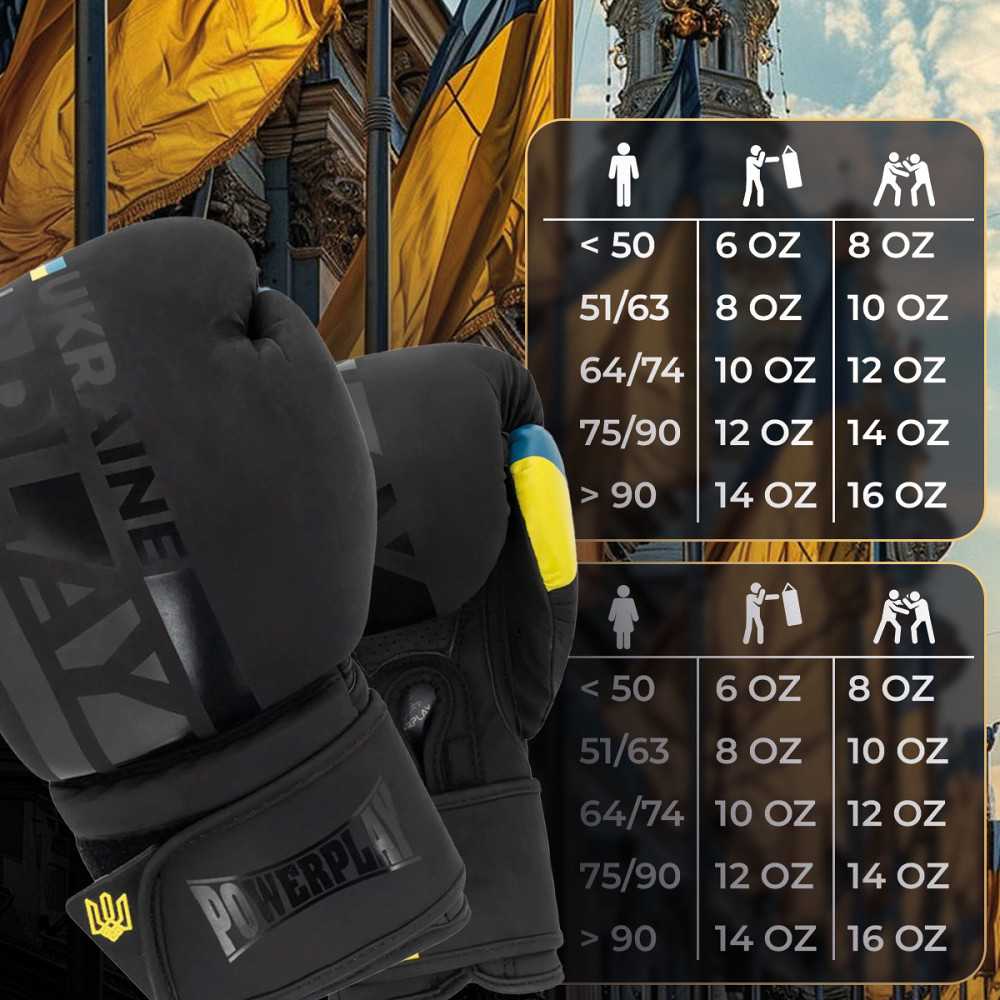 Боксерські рукавички для боксу та єдиноборств чорні на липучці 12 унцій PowerPlay 3021 Ukraine Київ - фото 15