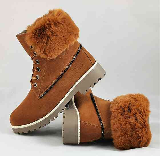 .Зимні напівчоботи Жіночі Коричневі з Хухом Черевики Руді (розміри: 36) - 44-4 Дніпро