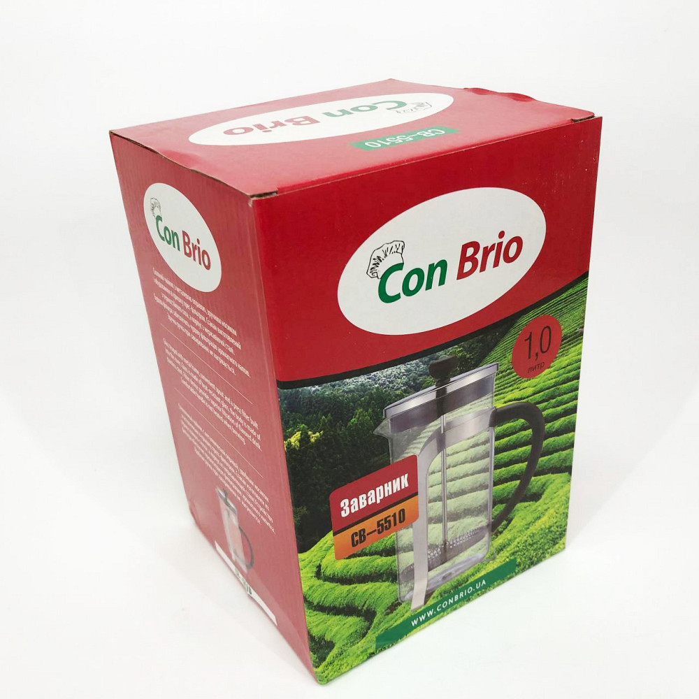 Заварник скляний з пресом Con Brio 1000 мл CB-5510, Приготування чаю за допомогою прес-заварника KH-91 Івано-Франківськ - фото 9