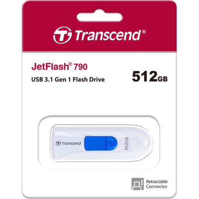 USB флеш накопичувач Transcend 512GB JetFlash 790 White USB 3.1 (TS512GJF790W) Вінниця - фото 5