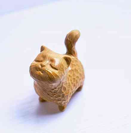 Деревянная фигурка кот 4 см, декоративная статуэтка кота из дерева Киев