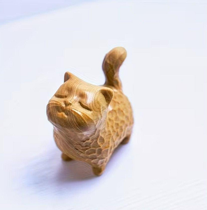 Деревянная фигурка кот 4 см, декоративная статуэтка кота из дерева Киев - изображение 3