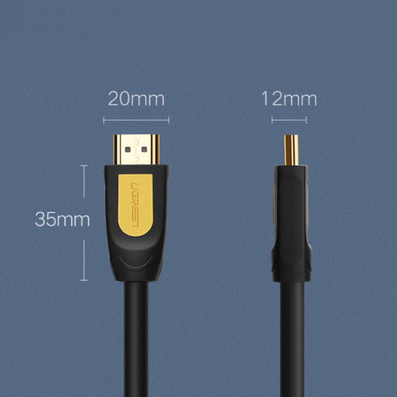 Кабель HDMI M - M, 5.0 м, V1.4 Round Cable 4K, HD101 UGREEN Чорний+Жовтий Винница - изображение 4