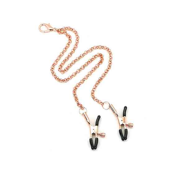 Нашийник із затискачами для сосків Liebe Seele Rose Gold Memory Collar with Nipple Clamps, шкіра Sex Aura Київ