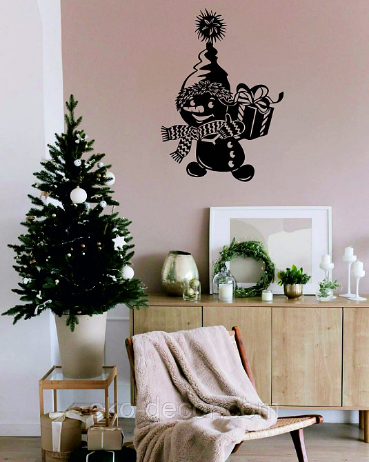 Декоративное настенное Панно «Снеговик», Декор на стену 90*63 см, Черный Киев - изображение 3