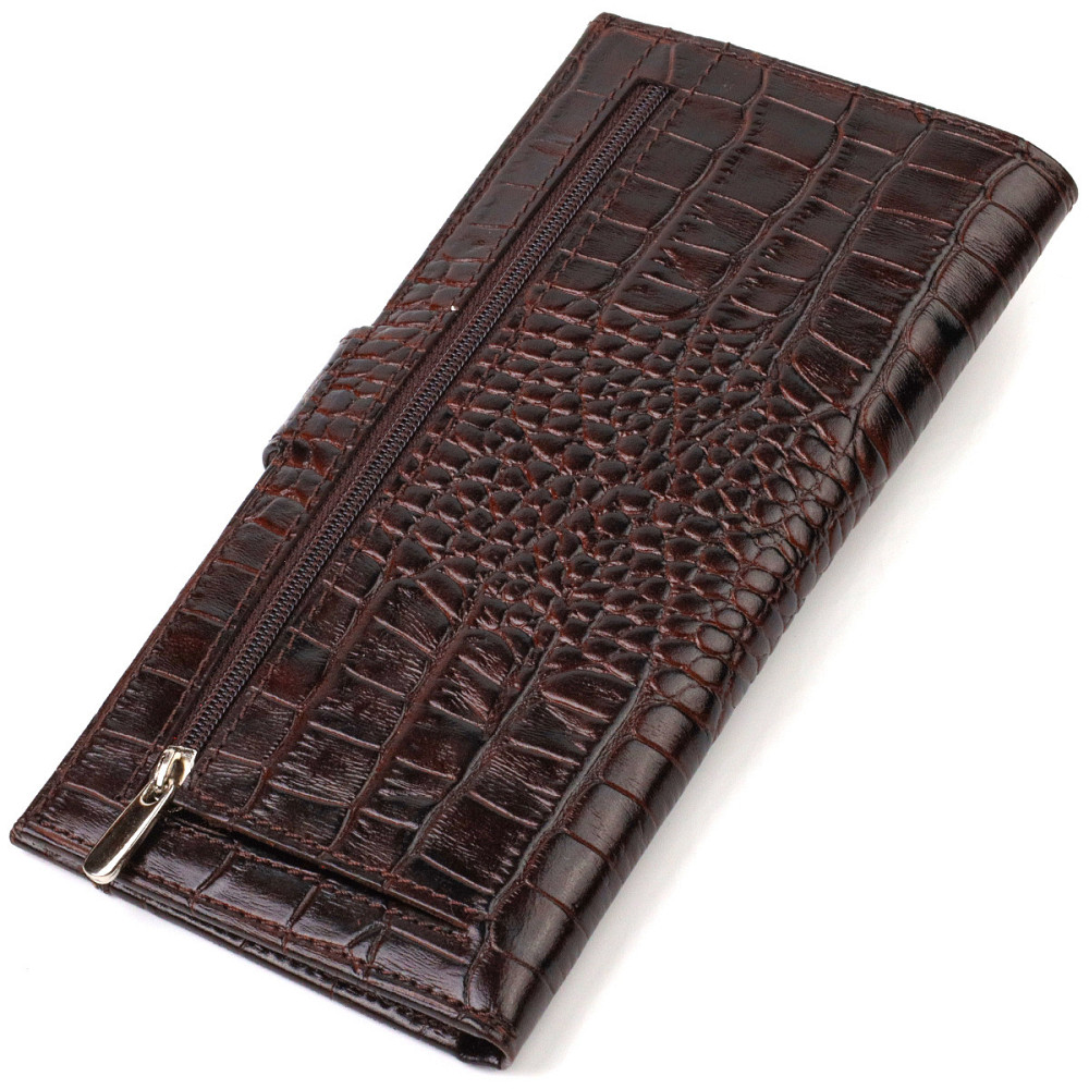 Відмінний купюрник для чоловіків з натуральної шкіри з тисненням під крокодила CANPELLINI 21917 Коричневий Київ - фото 9