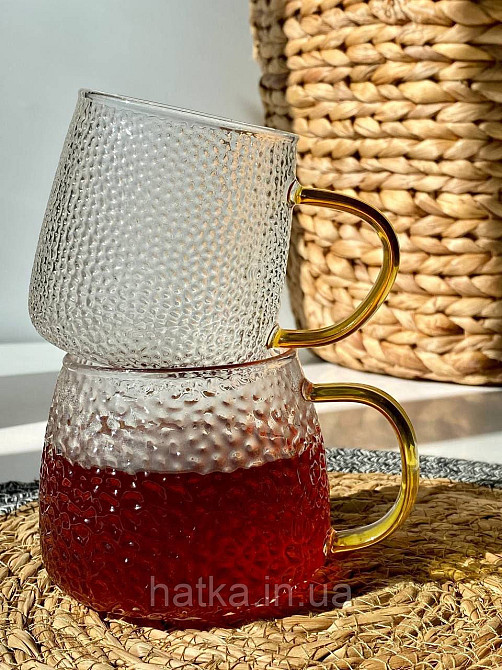 Кухоль чашка Olens "Крижана гіза" 430 мл 8030-268 прозорий із жовтою ручкою Київ - фото 3