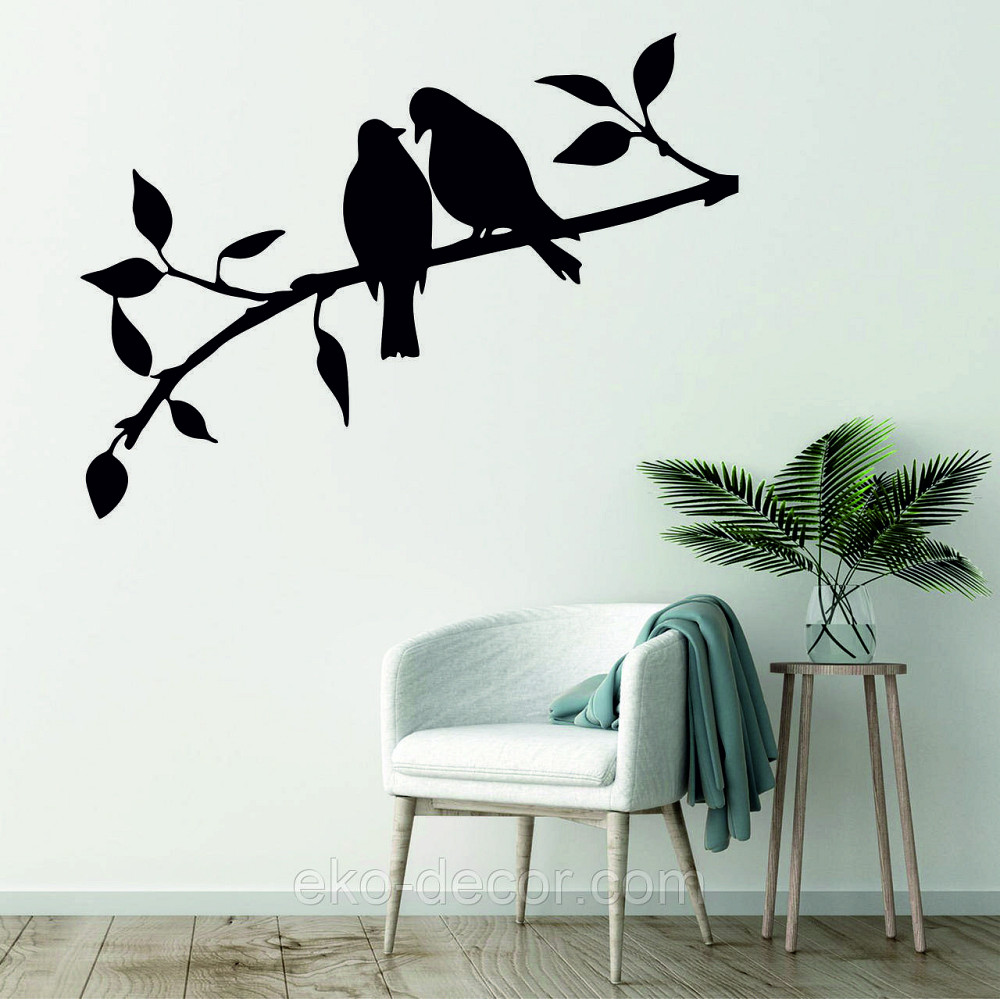 Декоративное настенное Панно «Две птички», Декор на стену 90*26 см, Черный Киев - изображение 2