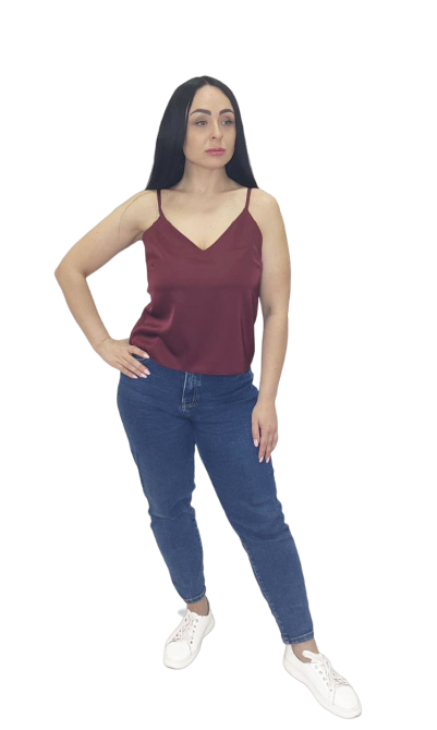 Шовкова майка на тонких бретельках Бордовий 3XL/4XL Харків - фото 8