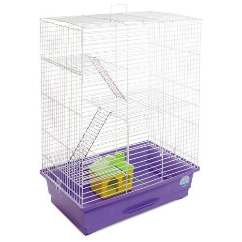Клітка Природа «Нюра» для дрібних декоративних гризунів, з будиночком 44x27x59 см (біла/фіолетова) Вінниця - фото 1