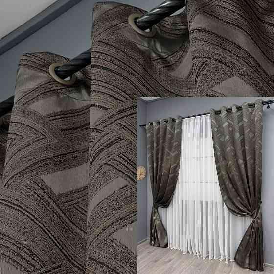 Комплект штор на люверсах VR-Textil Жаккард Mystery № 1626ш Капучино 150х280 см 2 шт (37-0179) Киев