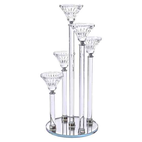 Підсвічник скляний на 5 свічок 16×37.5 см підсвічник декоративний прозорий на ніжці HP-4-18 Київ