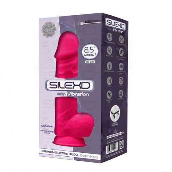Фалоімітатор з вібрацією SilexD Norman Vibro Pink (MODEL 1 size 8,5in), двошаровий, діаметр 5 см Sex Aura Київ