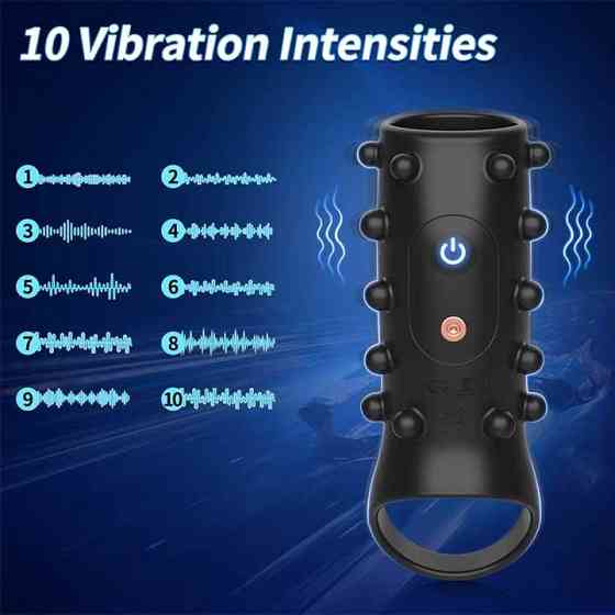 Насадка с вибрацией и шипами на пенис и мошонку Ultimate Couples Cage USB Винница