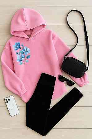 Жіночий теплий прогулянковий костюм: кофта + лосини двосторонній фліс + дайвінг на флісі Рожевий, 50/52 Одеса