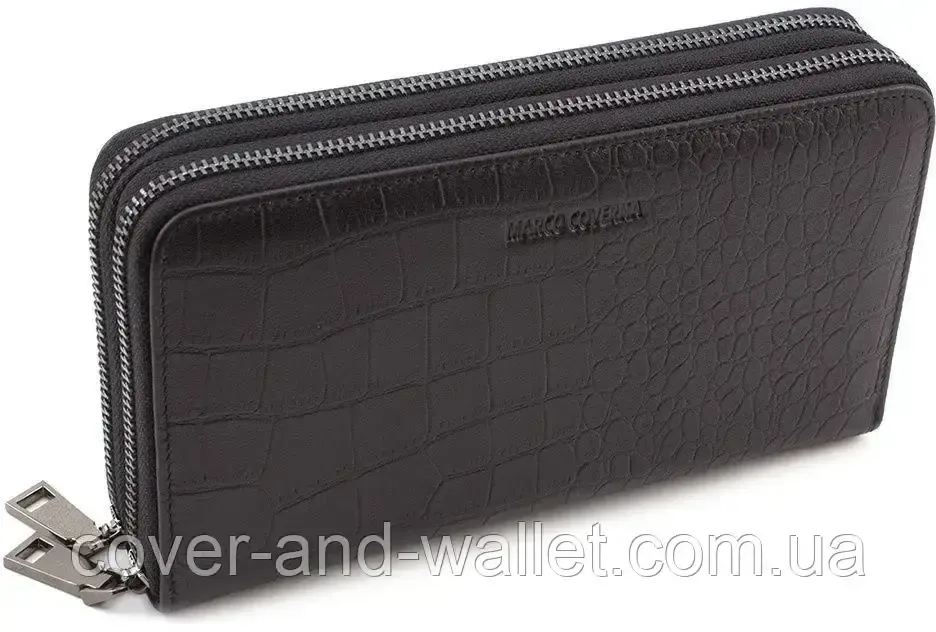 Элитный мужской кошелек клатч на две молнии под крокодила Marco Coverna 5902B (JP) Киев - изображение 4