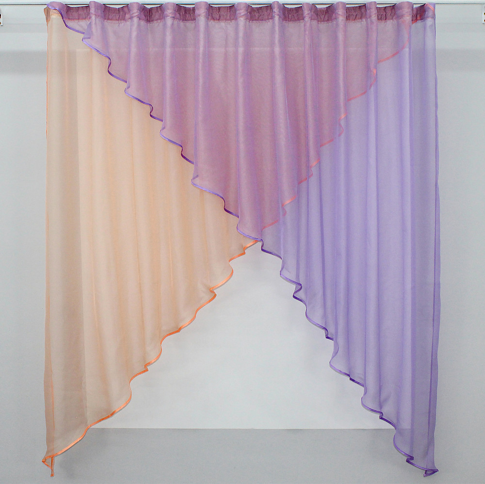 Кухонная занавеска VR-Textil № 053к сиреневый с персиковым 280х170 см (50-103) Киев - изображение 1