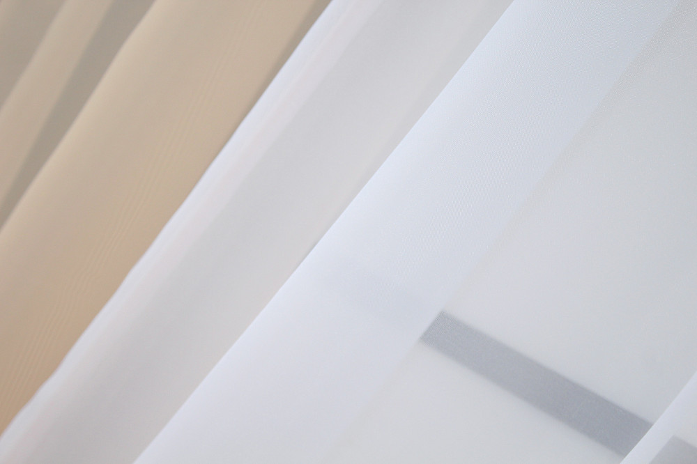 Кухонные шторы VR-Textil № 017к комбинированные с подвязками персиковый с белым 265х170 см (50-006) Киев - изображение 5